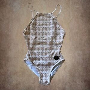 Thomas Wylde Cream Skull-Print One-Piece Swimsuit